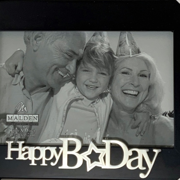 Malden Expressions Photo Picture Frame Black Wood Silver Happy Birthday Gift - Picture 5 of 8